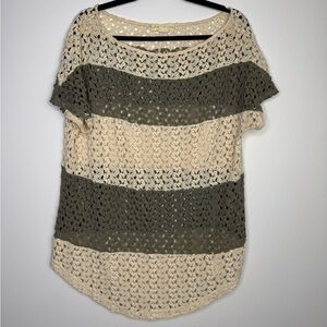 STARING AT STARS Urban Outfitters Crochet Size Small Cream Sage Green Striped